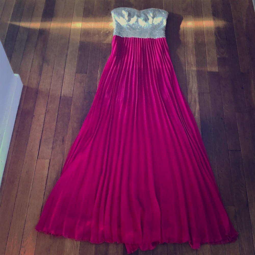 Strapless Maxi Pink and silver
